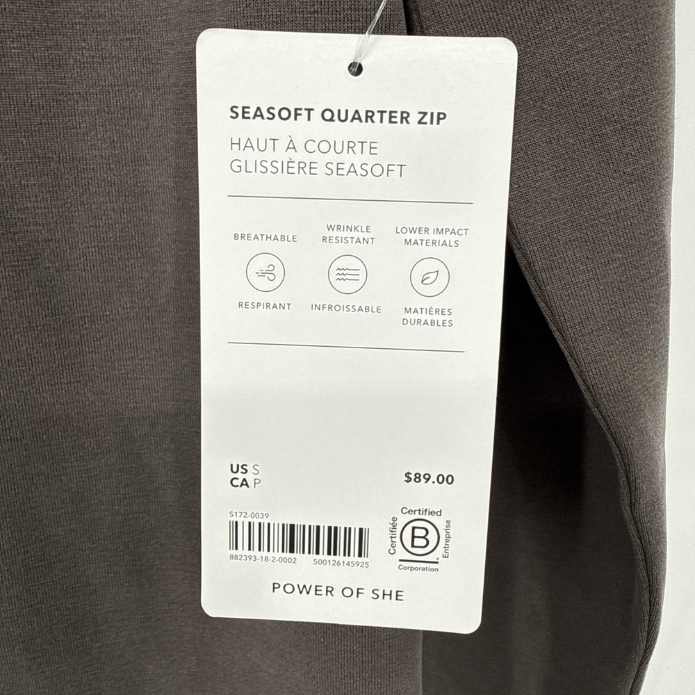 NWT Athleta Seasoft Quarter Zip Women's Small Long Sleeve Pullover Gray Athletic - Picture 2 of 8